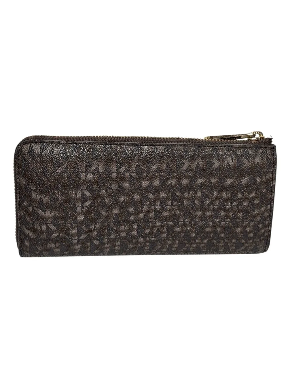Michael Kors Wallet Brown Signature Jet Set Large Logo Quarter Zip Red Interior